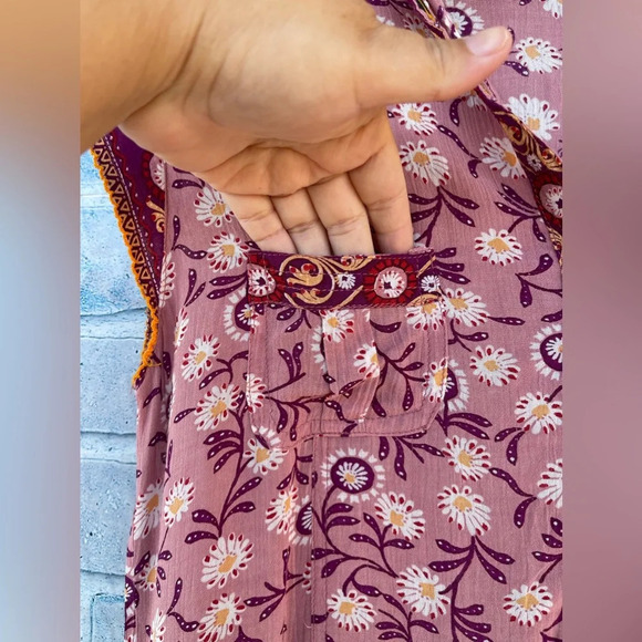 Poupette St.Barth Amora Drop Waist Mini Dress in pink/Purple Margot small - Picture 6 of 12